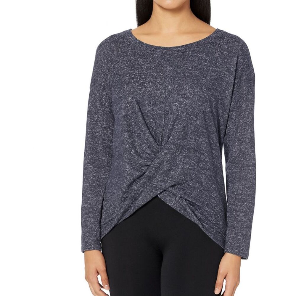 Express Grey Twist Knot Front Top XS Oversized Cozy Minimalist